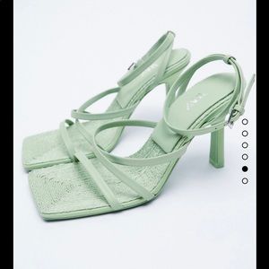 Zara mint green strappy leather sandal. Size 10/41